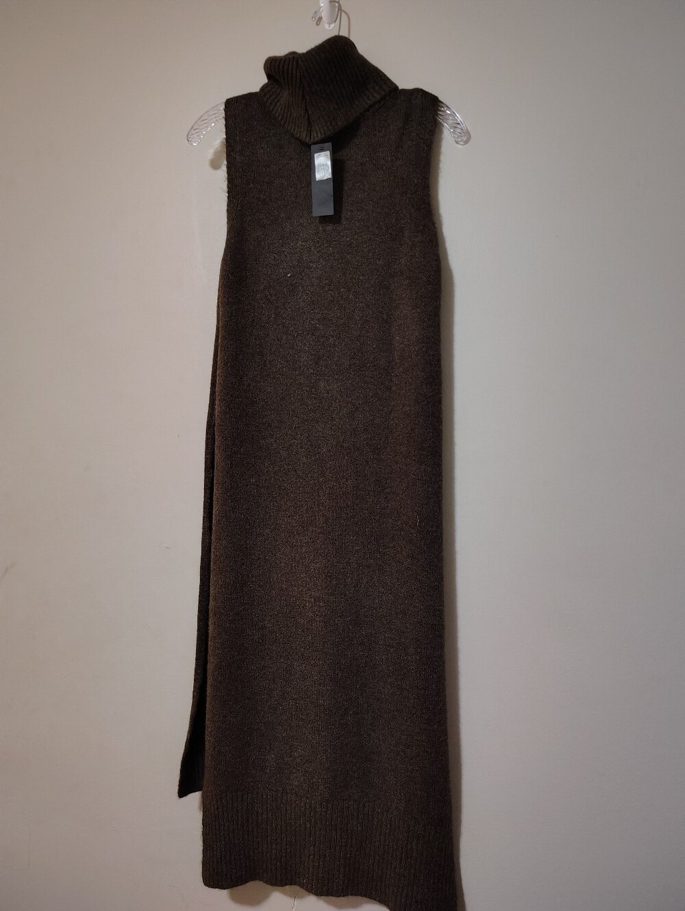 River Island Sleeveless Turtleneck Knit Dress in Dark Brown